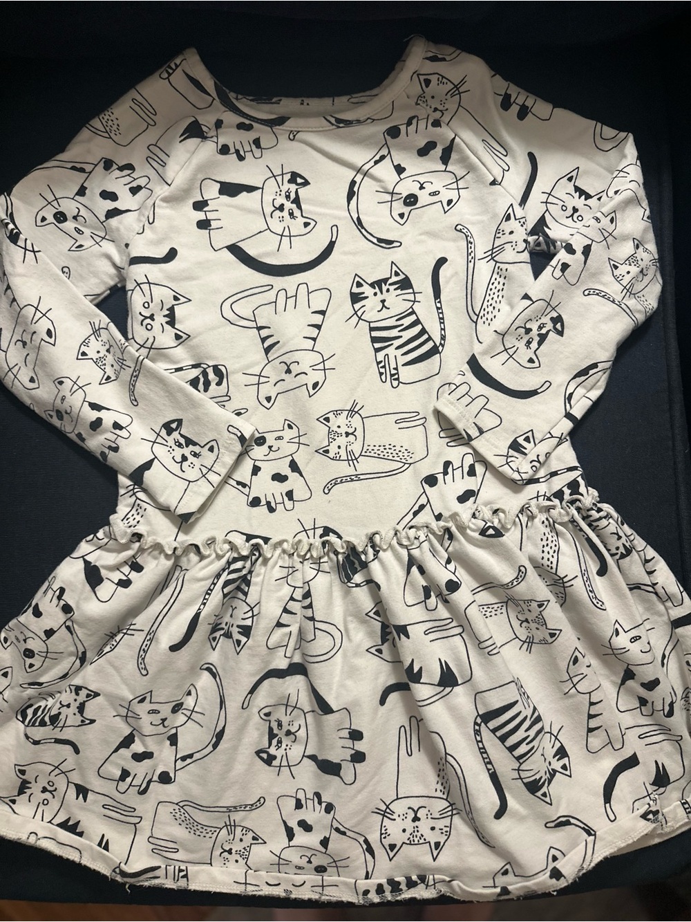 Tucker & Tate White Long-Sleeve Kitty Print Dress